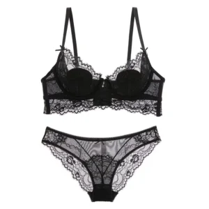 lace bra set with rabbit ear for big breasts